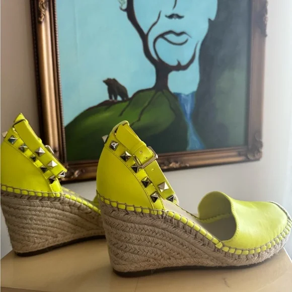 Marc Fisher Studded Neon Wedge Espadrilles - Picture 5 of 6